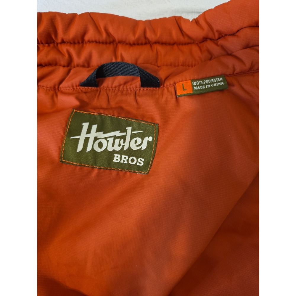 Howler Brothers Vest Mens Large Full Zip Quilted Primaloft Gorpcore Gray Orange - Picture 3 of 7